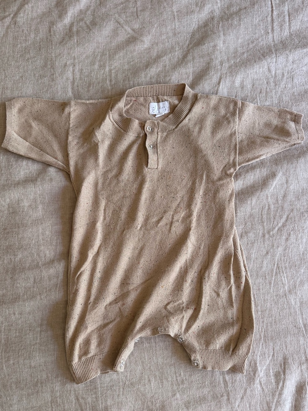 Minimalist Speckled Knit Baby Romper 18–24M Neutral Beige